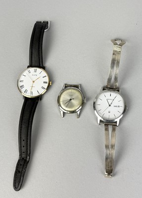 Lot 300 - THREE WATCHES, INCLUDING JEAN PERRET GENEVA, ORPHELIA WITH HALLMARKED SILVER BRACELET, RUSSIAN WATCH