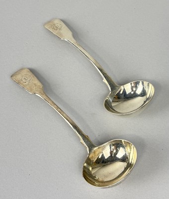 Lot 275 - A PAIR OF SILVER LADLES MARKED 'GA'