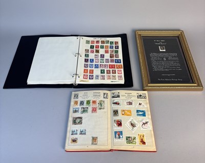 Lot 1130 - A FRAMED PENNY BLACK AND TWO STAMP ALBUMS