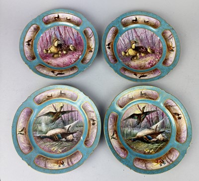 Lot 593 - TWO PAIRS OF D&G LIMOGES PAINTED WITH DUCKS AND BIRDS