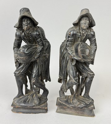 Lot 668 - A PAIR OF CARVED WOOD FIGURES OF MUSICIANS