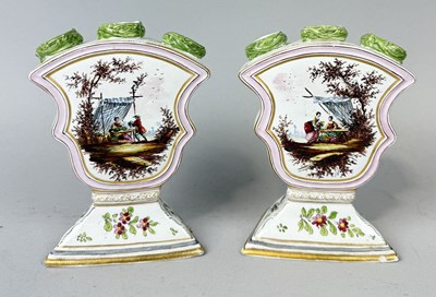 Lot 662 - VEUVE PERRIN: A PAIR OF CERAMIC PAINTED TULIPIERRES