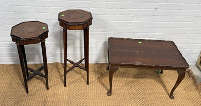 Lot 1048 - TWO 19TH CENTURY ITALIAN MARQUETRY INLAID OCTAGONAL TABLES ALONG WITH A LOW TABLE
