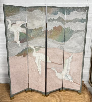 Lot 973A - A CHINESE FOUR FOLD SCREEN, 20TH CENTURY