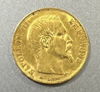 Lot 76 - A NAPOLEON III 20 FRANCS GOLD COIN