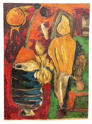 Lot 858 - A LARGE MID CENTURY STYLE IMPASTO PAINTING ON BOARD