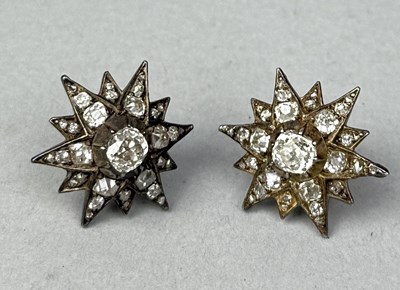 Lot 375A - A PAIR OF ANTIQUE DIAMOND STAR BURST EARRINGS