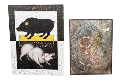 Lot 895 - TWO MIXED-MEDIA PAINTINGS ON CANVAS