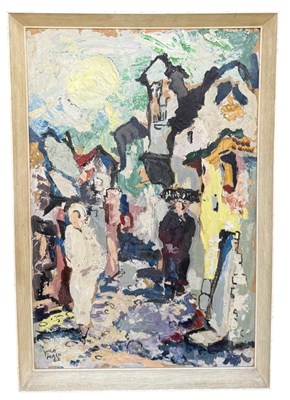 Lot 860 - A MIXED MEDIA PAINTING ON BOARD