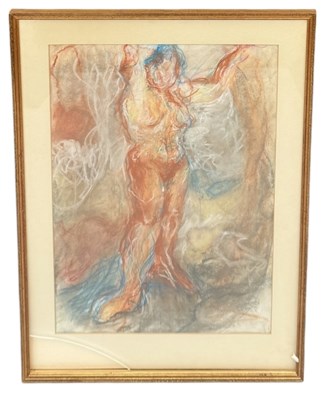 Lot 898 - A PASTEL DRAWING OF A NUDE LADY