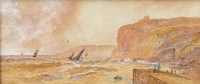 Lot 889 - WILLIAM EARP (BRITISH, 1831-1914): WATERCOLOUR PAINTING ON PAPER DEPICTING A COASTAL SCENE