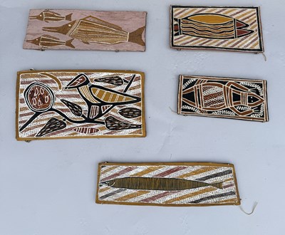 Lot 806 - A GROUP OF FIVE ABORIGINAL PAINTINGS, ARNHEM LAND