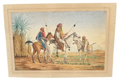 Lot 873 - AN ARABIC WATERCOLOUR PAITNING ON PAPER