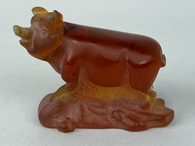 Lot 628 - A DAUM FRANCE GLASS PIG