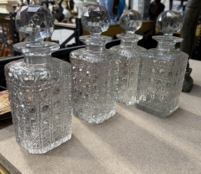 Lot 1199 - FOUR GLASS DECANTERS