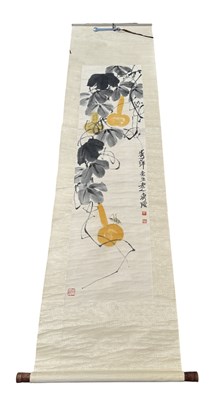 Lot 193 - A CHINESE WATERCOLOUR PAINTED ON SCROLL