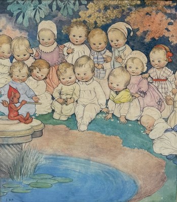 Lot 741 - SUSAN BEATRICE PEARSE (BRITISH 1878-1980): A WATERCOLOUR PAINTING ON PAPER 'LITTLE RED CAP', ORIGINAL ILLUSTRATION CIRCA 1920'S