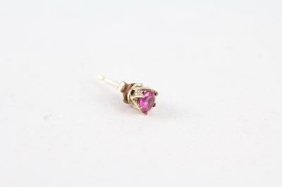 Lot 184 - A PAIR OF 9CT GOLD STUD PINK GEMSTONE EARRINGS