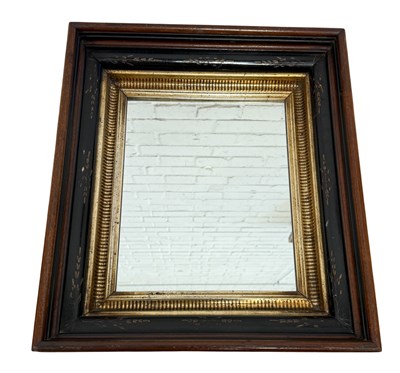 Lot 1082 - AN ANTIQUE CUSHION MIRROR