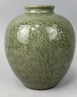 Lot 227 - A CHINESE CELADON GLAZED JAR