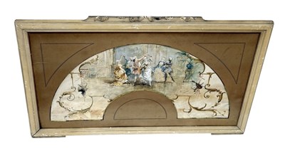Lot 739 - ALBERT LUDOVICI (1852-1932): 'LA FETE GALLANT' , FAN DESIGN, WATERCOLOUR PAINTING ON PAPER