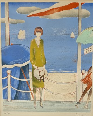 Lot 731 - JEAN PIERRE CASSIGNEUL (FRENCH B.1935): A LITHOGRAPH IN COLOURS 'AT DEAUVILLE', 1974