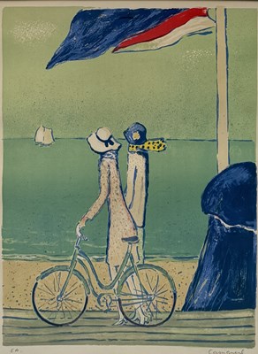 Lot 732 - JEAN PIERRE CASSIGNEUL (FRENCH B.1935): A LITHOGRAPH IN COLOURS 'AT DEAUVILLE'