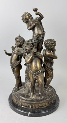 Lot 541 - AFTER JEAN MICHAEL CLODION: A BRONZE SCULPTURE DEPICTING CUPIDS