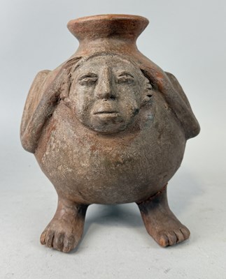 Lot 670 - A PRE-COLUMBIAN STYLE TERRACOTTA FIGURAL POT