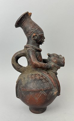 Lot 129 - AN AFRICAN TRIBAL TERRACOTTA VESSEL MODELLED AS A HORSE AND RIDER, CONGO, 19TH CENTURY-EARLY 20TH CENTURY