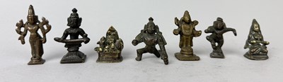 Lot 64 - A COLLECTION OF INDIAN HINDU MINIATURE BRONZES, SOUTH INDIA, 16TH-19TH CENTURIES (7)
