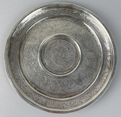 Lot 92 - A THAI OR BURMESE SILVER DISH, FINELY ENGRAVED WITH BIRDS AMID FOLIAGE, THAILAND OR BURMA, EARLY 20TH CENTURY