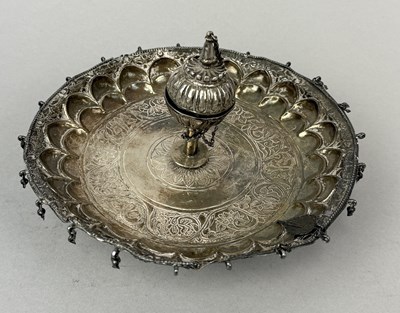 Lot 37 - A MUGHAL INDIAN SILVER PERFUME TRAY, 18TH-19TH CENTURY