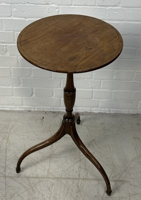 Lot 1106 - A GEORGE III MAHOGANY TRIPOD OCCASIONAL TABLE CIRCA 1790 WITH PARQUETRY INLAY