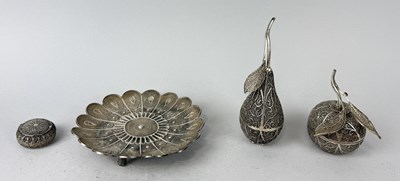 Lot 12 - FOUR SILVER FILIGREE DECORATIVE ITEMS, PROBABLY OTTOMAN TURKISH, 19TH CENTURY (4)