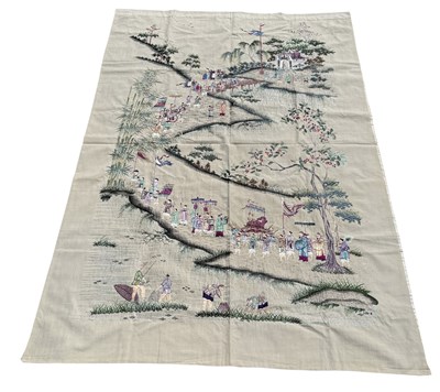Lot 166 - A CHINESE STITCH WORK TEXTILE, CHINA, CIRCA 1920