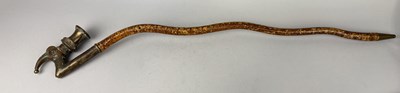 Lot 6 - A TRIBAL BRASS BIRD-SHAPED PIPE, BAMUM PEOPLE, CAMEROON, EARLY 20TH CENTURY