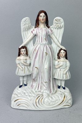 Lot 496 - STAFFORDSHIRE, ANGEL WITH TWO CHILDREN, CIRCA 1870'S