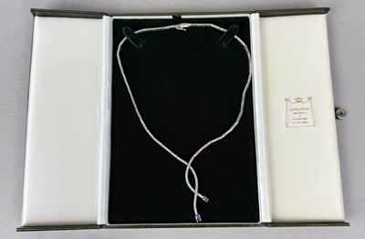 Lot 377 - A 14CT GOLD NECKLACE SET WITH DIAMONDS AND TWO TANZANITES