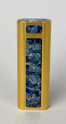 Lot 385 - A VERY SCARCE CARTIER GOLD PLATED 'MOSAIC' LIGHTER