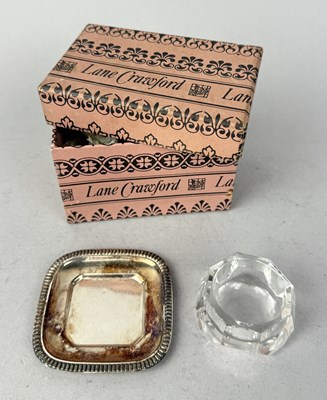 Lot 306 - LANE CRAWFORD: A SILVER TRAY WITH GLASS SALT