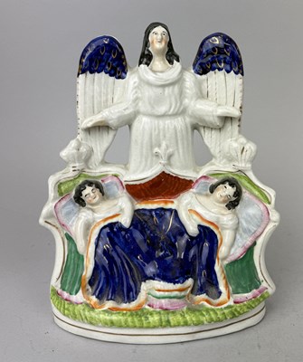 Lot 498 - STAFFORDSHIRE, ROYAL CHILDREN WITH GUARDIAN ANGEL, CIRCA 1840'S