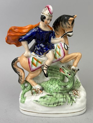Lot 514 - STAFFORDSHIRE, SAINT GEORGE AND THE DRAGON, CIRCA 1850'S