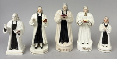 Lot 486 - STAFFORDSHIRE, FIVE MODELS OF JOHN WESLEY, 19TH CENTURY