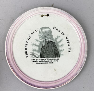 Lot 480 - STAFFORDSHIRE, JOHN WESLEY, PLAQUE, ATTRIBUTED TO SCOTT SOUTHWICK, CIRCA 1830'S