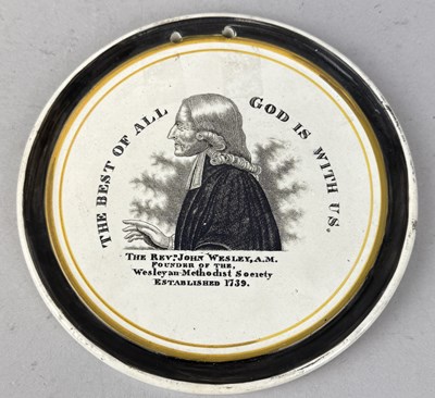 Lot 484 - STAFFORDSHIRE, JOHN WESLEY, PLAQUE, ATTRIBUTED TO SHERIFF HILL GATESHEAD, CIRCA 1830-1845