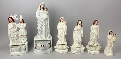 Lot 462 - STAFFORDSHIRE, A GROUP OF SIX RELIGIOUS FIGURES, CIRCA 1870'S