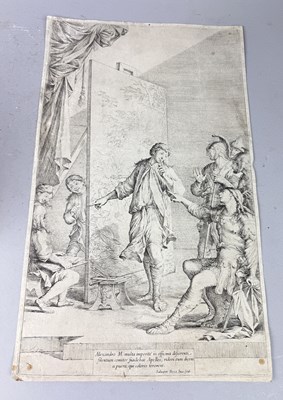 Lot 693 - SALVATOR ROSA: AN ETCHING ON PAPER 'ALEXANDER IN THE STUDIO OF APELLES'