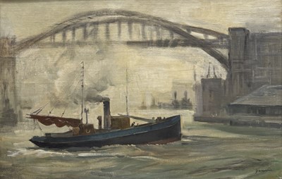 Lot 815 - FRANK FORWARD: (1904-1978) OIL ON BOARD PICTURE "STEAMBOAT COMING INTO HARBOUR"