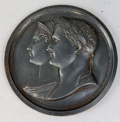 Lot 613 - A LARGE MEDALLION OF NAPOLEON AND MARIE-LOUISE, DUCHESS DE PARMA